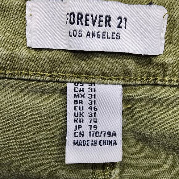 Forever 21 Skirt Womens 31 Green Button Front A-Line Mini Stretch Denim Preppy - Picture 4 of 8